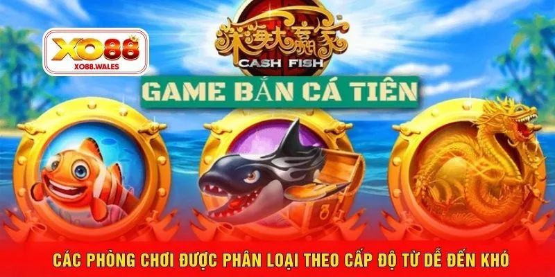 Các phòng chơi được phân loại theo cấp độ từ dễ đến khó