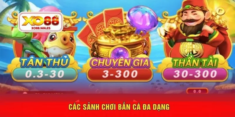 Các sảnh chơi bắn cá đa dạng